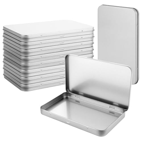 ZOFUN 10 Stück Metalldosen mit Deckel,Blechdose Mit Deckel Aufbewahrungsbox Metall mit Klarem Fensterdeckel Silber Organizer für Zuhause Sügigkeiten und Kleinen Gegenständen(17.8x10.7x1.5cm) von ZOFUN