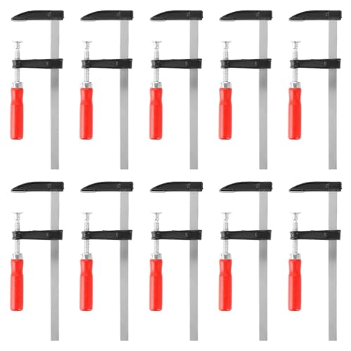 ZOFUN 10 Stück Schraubzwinge Set Schraubzwingen, Profi Schraub-Zwinge Set mit 10-Komponentengriff 50x200, Spann-Weite 200 mm, Spanntiefe 50 mm, Spannbacken aus Temperguss-Stahl von ZOFUN
