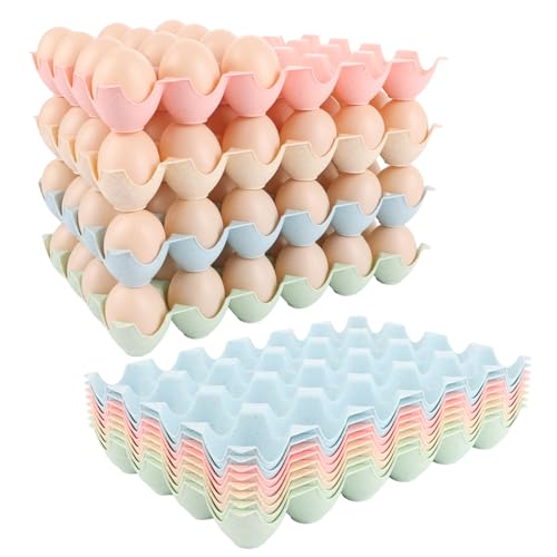 ZOFUN 12 Stück Eier Behälter, Eierbehälter aus Kunststoff, Eier Aufbewahrungsbo, Eierhalter für kühlschrank 24 Eier, Eier Aufbewahrungsbox für Küche, Kühlschrank(4 Farben) von ZOFUN