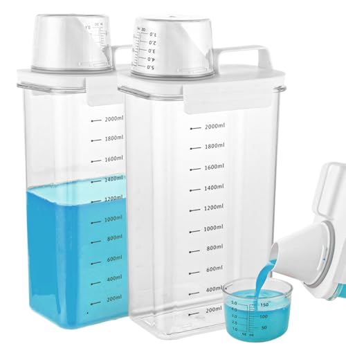 ZOFUN 2 Stück Waschpulver Aufbewahrungsbox, 2300ML Luftdichter Waschmittelspender mit Messbecher, Waschpulverspender, Waschmittelbox Vorratsbehälter für Waschmittel Futterbehälter-weiß von ZOFUN