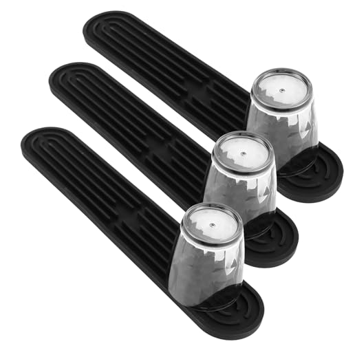 ZOFUN 3 Stück Abtropfmatte Silikon Abtropfmatte Schmal Barmatte, 43x8x1cm Verlängert Silikon Abtropfmatte Geschirr, Abtropfmatte Spüle Schwarz Kleine Abtropfmatte für Gläser Flaschen Schneidebrette von ZOFUN