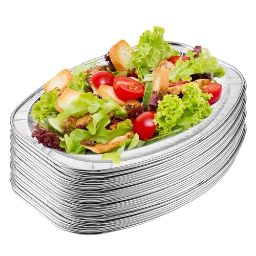 ZOFUN 30 Stück Alu Servierplatten Groß, 35.2X24.7cm Servierplatten Einweg Ovale Serviertabletts Einweg Servierplatte Groß, Partyplatten Aufschnitt für Buffets, Hochzeiten, Catering, Grills von ZOFUN