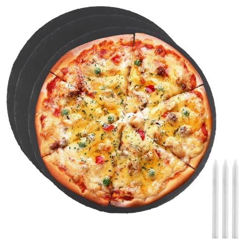 ZOFUN 3er Set Schieferplatte Rund 30 cm, Servierplatten Schieferplatte Servierplatte, Tafelplatte Runde Naturschiefer mit 3 Speckstein Kreide für Sushi und und Tischdekorationen, zum Basteln-Schwarz ZOFUN 3er Set Schieferplatte Rund 30 cm, Servierplatten Schieferplatte Servierplatte, Tafelplatte Runde Naturschiefer mit 3 Speckstein Kreide für Sushi und und Tischdekorationen, zum Basteln-Schwarz von ZOFUN