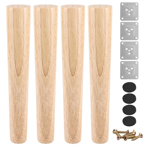 ZOFUN 4 Stück Möbelfüße Holz Tischbeine, 30cm Massivholz Konisch Ersatz Möbelfüße, Sofafüße Holzbeine Möbelbeine mit Montageplatten & Schrauben für Sofa Bett Schrank Couch Stuhl ZOFUN 4 Stück Möbelfüße Holz Tischbeine, 30cm Massivholz Konisch Ersatz Möbelfüße, Sofafüße Holzbeine Möbelbeine mit Montageplatten & Schrauben für Sofa Bett Schrank Couch Stuhl von ZOFUN