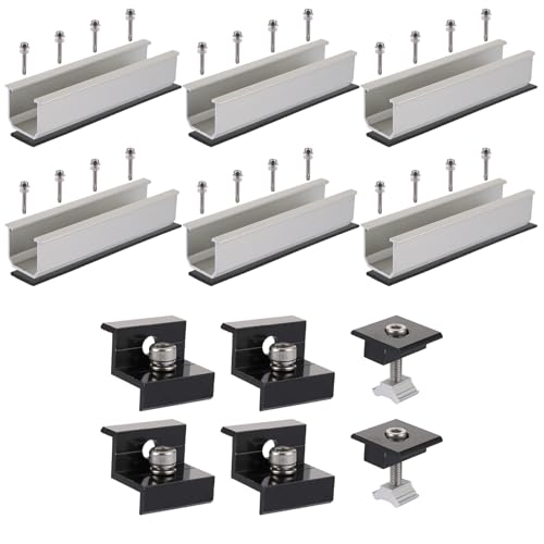 ZOFUN 6 Solarmodul Halterung Kit, 12cm Aluprofil Schienen und Zubehör Schwarz Eloxiert 30-35mm, Adjustable Bracket, Halterung Solarpanel für Solar Panel Bracket,Trapezdach Blechdach ZOFUN 6 Solarmodul Halterung Kit, 12cm Aluprofil Schienen und Zubehör Schwarz Eloxiert 30-35mm, Adjustable Bracket, Halterung Solarpanel für Solar Panel Bracket,Trapezdach Blechdach von ZOFUN