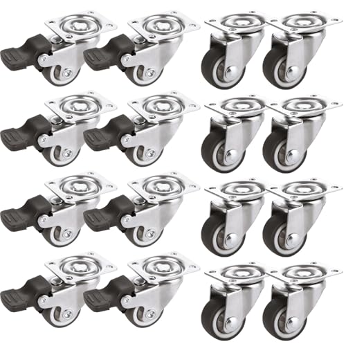 ZOFUN Lenkrollen Set mit 16 Stück, 25 x 13 mm, robuste Lenkrollen mit Schrauben, inklusive 8 Stück leise Möbelrollen mit Bremsen, silberne Rollen für Möbel ZOFUN Lenkrollen Set mit 16 Stück, 25 x 13 mm, robuste Lenkrollen mit Schrauben, inklusive 8 Stück leise Möbelrollen mit Bremsen, silberne Rollen für Möbel von ZOFUN