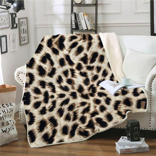 ZOHIKO Kuscheldecken 150x200 Leopardenmuster Sherpa Decke Zweiseitige Wohndecke Mikrofaser Sofadecke Dekoratives Muster Dekorativ Wohndecke Mikrofaser Flanell Fleecedecke，Bunte Geschenke von ZOHIKO