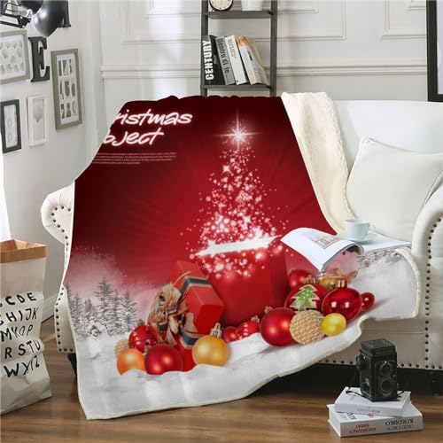 ZOHIKO Kuscheldecken 150x200 Weihnachten Sherpa Decke Zweiseitige Wohndecke Mikrofaser Sofadecke Rote Weihnachten Dekorativ Wohndecke Mikrofaser Flanell Fleecedecke，Bunte Geschenke von ZOHIKO