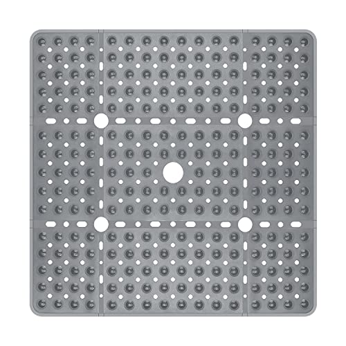 ZOKBOM Duschmatte rutschfest 70x70 cm Grau: Duscheinlage rutschfest Komfortable Antirutschmatte Dusche, Duschmatte Groß Schnelltrocknend BPA-Frei mit Saugnäpfen von ZOKBOM