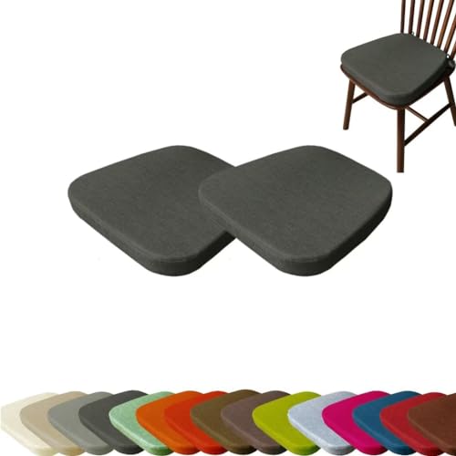 ZOKT 2er Set Stuhlkissen 43x40 cm mit Bändern, 3cm Dickes Waschbares Sitzkissen rutschfest, Stuhlauflage für Stühle im Büro Outdoor Indoor Garten von ZOKT