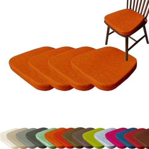 ZOKT 4er Set Stuhlkissen 40x38 cm mit Bändern, 5cm Dickes Waschbares Sitzkissen rutschfest, Stuhlauflage für Stühle im Büro Outdoor Indoor Garten von ZOKT