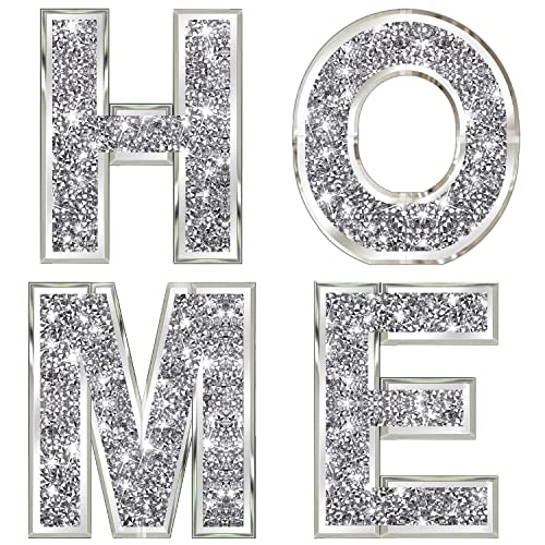 ZOLAPI 4 Stück unabhängige Buchstaben Home. Glam Kristall-Diamant-Buchstaben. Silbernes Spiegelglas, Heimdekoration für Wand, Kamin, Bücherregal und Tisch. von ZOLAPI