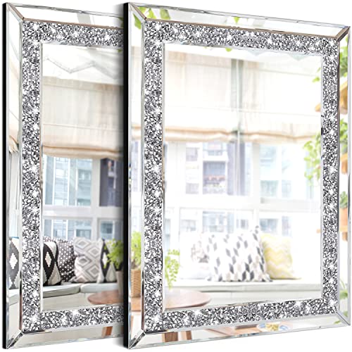 ZOLAPI Wandspiegel mit Strasssteinen und Strasssteinen, brillanter, handgespleißter Glasspiegel, dekorativer Spiegel für Flur/Badezimmer/Schlafzimmer (27,9 x 38,1 cm) von ZOLAPI