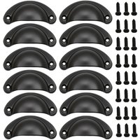 12 Stück Schubladengriffe im Vintage-Stil aus Eisen und schwarzer Muschel für Schrank, Schublade, Medizinschrank 12 Stück Schubladengriffe im Vintage-Stil aus Eisen und schwarzer Muschel für Schrank, Schublade, Medizinschrank von ZOLGINAH