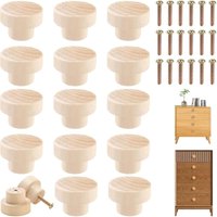 18 Stück Möbelgriffe aus Holz, 30 x 25 mm, runde Möbelknöpfe, Küchentürknöpfe, Schubladenknöpfe mit Schrauben für Schränke, Holzmöbelknöpfe für von ZOLGINAH