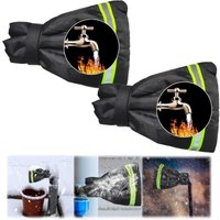 2 Stück, Winter-Wasserhahn-Abdeckungen, schwarzer Wasserhahn-Frostschutz, mit reflektierenden Bändern (22 x 18 x 5 cm) von ZOLGINAH