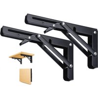 2-teilige, klappbare Regalträger, 300 mm schwarze, klappbare Winkelträger, wandmontierte Klappstützen, für Tische, Wandregale, Garagen, Küchen, 2-teilige, klappbare Regalträger, 300 mm schwarze, klappbare Winkelträger, wandmontierte Klappstützen, für Tische, Wandregale, Garagen, Küchen, von ZOLGINAH
