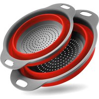 2-teiliges, faltbares Küchensieb, Silikon-Faltsieb, faltbarer Siebkorb für Nudeln, Gemüse und Obst – Rot 2-teiliges, faltbares Küchensieb, Silikon-Faltsieb, faltbarer Siebkorb für Nudeln, Gemüse und Obst – Rot von ZOLGINAH