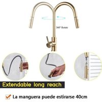 360° Küchenarmatur, Küchenarmatur mit 2 Sprühmodi, Einhebel-Küchenmischbatterie, Kalt- und Warmwasserspüle verfügbar, Gebürstetes Gold 360° Küchenarmatur, Küchenarmatur mit 2 Sprühmodi, Einhebel-Küchenmischbatterie, Kalt- und Warmwasserspüle verfügbar, Gebürstetes Gold von ZOLGINAH