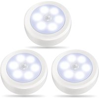 3er-Pack Bewegungsmelder-Innenleuchten, LED-Schrankleuchten, batteriebetriebenes Nachtlicht, kabellose Wandleuchte für Treppen und Stufen (Kaltweiß). von ZOLGINAH