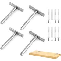 4 Stück 4-Zoll-Wandregalhalterungen, unsichtbare Regalträger, Wandregalhalterung für unsichtbare Regalmontage, silberfarben 4 Stück 4-Zoll-Wandregalhalterungen, unsichtbare Regalträger, Wandregalhalterung für unsichtbare Regalmontage, silberfarben von ZOLGINAH
