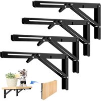 4-teiliges Set klappbarer Regalträger, 300 mm schwarze klappbare Winkel, Wandhalterungen, für Tische, Wandregale, Garagen, Küchen, Schlafzimmer, von ZOLGINAH