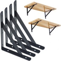 4er-Pack Wandhalterungen, stabiles Stativ, Wandregalhalterung, 90-Grad-Regalstütze, 200 x 120 mm (schwarz) von ZOLGINAH