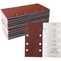 50er-Pack Schleifblätter 93 x 185 mm Selbsthaftendes quadratisches Schleifpapier 8 Löcher 40er Körnung Ideal zum Schleifen, Polieren und Entrosten von ZOLGINAH