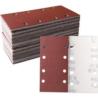 50er-Pack Schleifblätter 93 x 185 mm Selbsthaftendes quadratisches Schleifpapier 8 Löcher 80er Körnung Ideal zum Schleifen, Polieren und Entrosten von ZOLGINAH