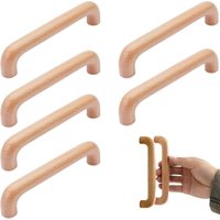6 Stück Möbelgriffe aus Holz, Küchenschrankgriffe, Schranktürgriffe, Lochabstand 128 mm, für Küchenmöbel und Schubladen 6 Stück Möbelgriffe aus Holz, Küchenschrankgriffe, Schranktürgriffe, Lochabstand 128 mm, für Küchenmöbel und Schubladen von ZOLGINAH