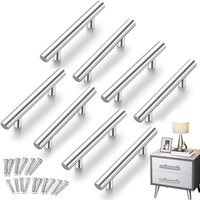8 silberne Küchengriffe, gebürstete hohle Schrankgriffe, Edelstahl-Türgriffe, mit Schrauben, Bohrabstand 96 mm, für Schrank, Schublade, von ZOLGINAH