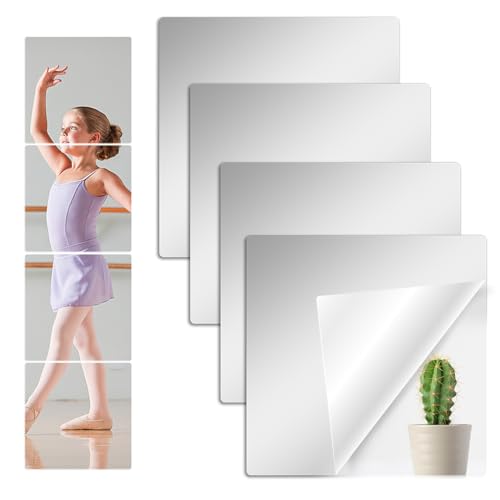 ZOLGINAH 4 Stück Acryl Spiegel Selbstklebend 30x30cm, Spiegelfliesen Selbstklebend Spiegel zum Kleben Mirror Wall Wandspiegel Klebespiegel für Wand Badezimmer Wohnzimmer Schrank von ZOLGINAH