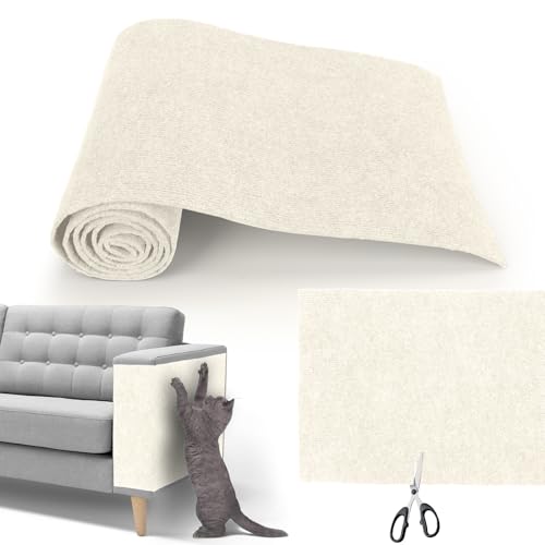 ZOLGINAH Kratzmatte Katzen Selbstklebend 40x200cm, Katzen Kratzbrett Kratzschutz Sofa Katze DIY Katzenteppich Schneidbar Katzenkratzmatten kratzschutz für Möbel Wände (Beige) von ZOLGINAH