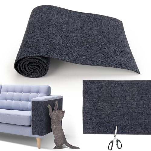 ZOLGINAH Kratzmatte Katzen Selbstklebend 40x200cm, Katzen Kratzbrett Kratzschutz Sofa Katze DIY Katzenteppich Schneidbar Katzenkratzmatten kratzschutz für Möbel Wände (Dunkelgrau) von ZOLGINAH