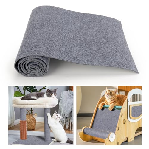 ZOLGINAH Kratzmatte Katzen Selbstklebend 40x200cm, Katzen Kratzbrett Kratzschutz Sofa Katze DIY Katzenteppich Schneidbar Katzenkratzmatten kratzschutz für Möbel Wände (Hellgrau) von ZOLGINAH