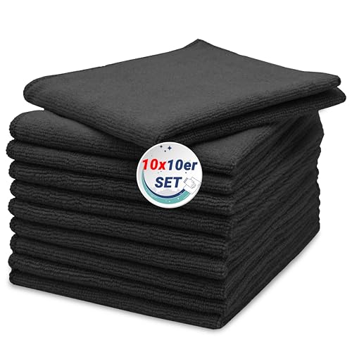 ZOLLNER 100er Set Mikrofasertücher für streifenfreien Glanz - flusenfreie und saugstarke Reinigungstücher - waschbar bis 60°C - 40x40cm in schwarz - Hotelqualität ZOLLNER 100er Set Mikrofasertücher für streifenfreien Glanz - flusenfreie und saugstarke Reinigungstücher - waschbar bis 60°C - 40x40cm in schwarz - Hotelqualität von ZOLLNER