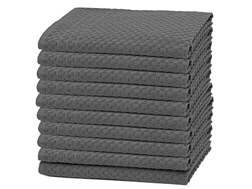ZOLLNER 10er Set Geschirrtücher Baumwolle in 45x60 cm - saugstarke und langlebige Küchentücher - waschbar bis 60°C – in grau - Gastronomiequalität - Oeko Tex® Zertifiziert von ZOLLNER