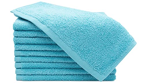 ZOLLNER 10er Set Gästehandtücher - kleine und Flauschige Handtücher in 30x50 cm - waschbar bis 60°C - Baumwolle - in blau - Hotelqualität - Oeko Tex® Zertifiziert von ZOLLNER