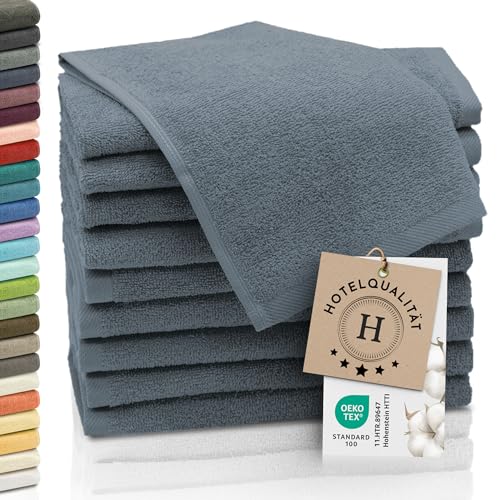 ZOLLNER 10er Set Gästehandtücher - weiche und saugstarke Handtücher - waschbar bis 95°C - Baumwolle - 30x50 cm in grau von ZOLLNER