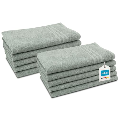 ZOLLNER 10er Set Gästetücher in 30x50 cm - saugstarke Handtücher in grau - mit praktischem Aufhänger - mit DREI modernen Tiefgangstreifen - waschbar bis 60°C - Baumwolle - Hotelqualität ZOLLNER 10er Set Gästetücher in 30x50 cm - saugstarke Handtücher in grau - mit praktischem Aufhänger - mit DREI modernen Tiefgangstreifen - waschbar bis 60°C - Baumwolle - Hotelqualität von ZOLLNER