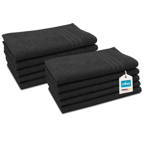 ZOLLNER 10er Set Gästetücher in 30x50 cm - saugstarke Handtücher in schwarz - mit praktischem Aufhänger - mit DREI modernen Tiefgangstreifen - waschbar bis 60°C - Baumwolle - Hotelqualität ZOLLNER 10er Set Gästetücher in 30x50 cm - saugstarke Handtücher in schwarz - mit praktischem Aufhänger - mit DREI modernen Tiefgangstreifen - waschbar bis 60°C - Baumwolle - Hotelqualität von ZOLLNER