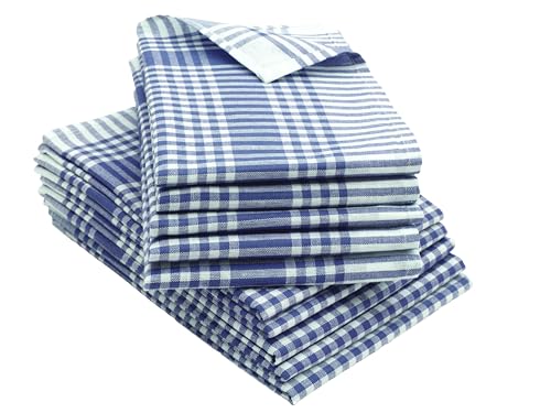 ZOLLNER 10er Set Geschirrtücher - Baumwolle in 50x70 cm - saugstarke und robuste Küchentücher - waschbar bis 60°C – in blau weiß kariert - Gastronomiequalität - Oeko Tex® Zertifiziert von ZOLLNER