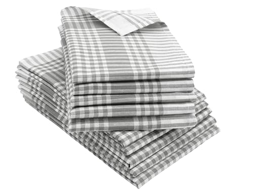 ZOLLNER 10er Set Geschirrtücher - Baumwolle in 50x70 cm - saugstarke und robuste Küchentücher - waschbar bis 60°C – in grau weiß kariert - Gastronomiequalität - Oeko Tex® Zertifiziert von ZOLLNER