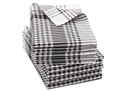 ZOLLNER 10er Set Geschirrtücher - Baumwolle in 50x70 cm - saugstarke und robuste Küchentücher - waschbar bis 60°C – in schwarz weiß kariert - Gastronomiequalität - Oeko Tex® Zertifiziert von ZOLLNER