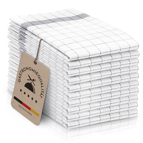 ZOLLNER 10er Set Geschirrtücher Baumwolle in 50x70 cm - super saugstarke und langlebige Küchentücher - waschbar bis 95°C – in grau weiß kariert - Gastronomiequalität - Oeko Tex® Zertifiziert von ZOLLNER