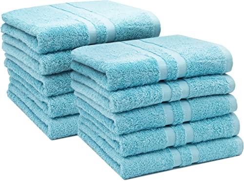 ZOLLNER 10er Set Handtücher, kleine Duschtücher, 50x100 cm, Baumwolle, Aqua von ZOLLNER