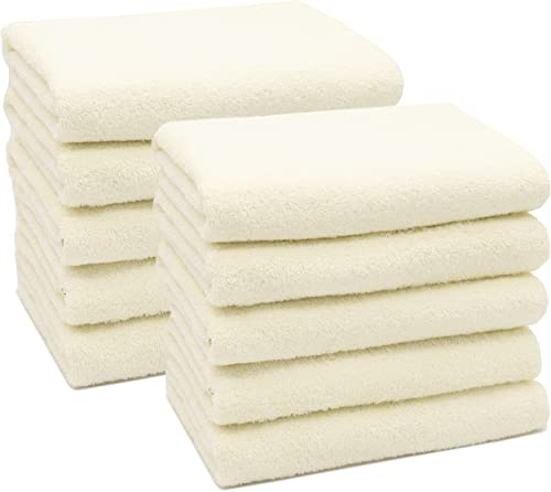 ZOLLNER 10er Set Handtücher in 50x100 cm - saugstarke und weiche Duschtücher in beige - mit praktischem Aufhänger - waschbar bis 60°C - Baumwolle - Hotelqualität von ZOLLNER