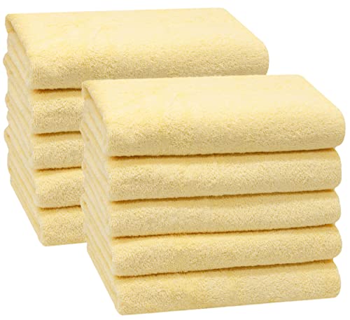 ZOLLNER 10er Set Handtücher in 50x100 cm - saugstarke und weiche Duschtücher in gelb - mit praktischem Aufhänger - waschbar bis 60°C - Baumwolle - Hotelqualität von ZOLLNER
