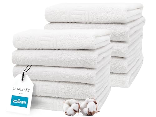 ZOLLNER 10er Set Handtücher 70% Baumwolle, 30% Polyester, 50x100 cm, weiß von ZOLLNER