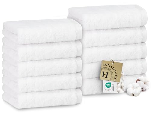 ZOLLNER 10er Set Premium Seiftücher in 30x30 cm - extrem saugstarke und weiche Handtücher in weiß - hochwertiger Saum - waschbar bis 95°C - Baumwolle - Hotelqualität - Oeko Tex® Zertifiziert von ZOLLNER